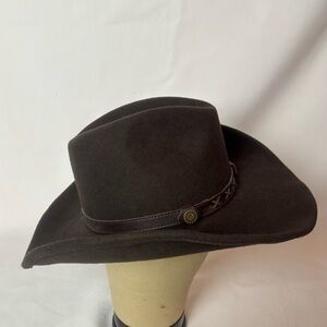Twister Dakota 100% Wool Felt Size Medium Cowboy Hat Western Wear Brown Rancher